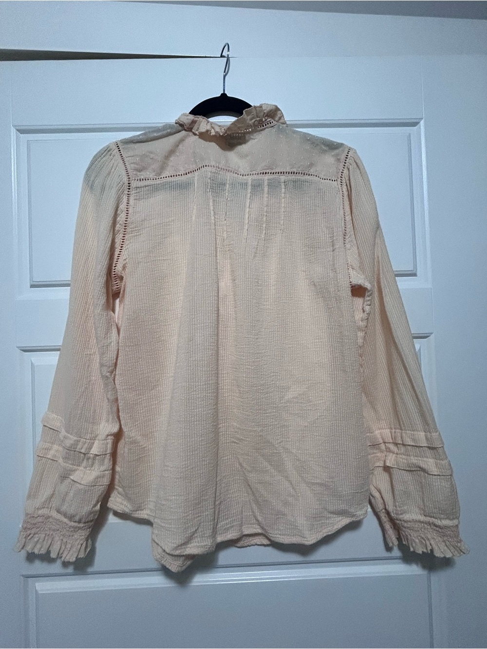 Faherty Peach Ruffled Collar Button-Down Blouse - Picture 3 of 4
